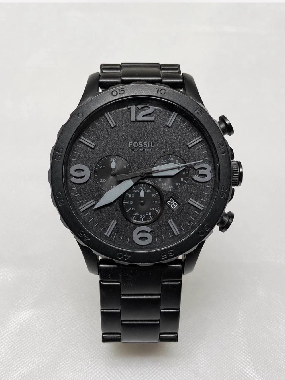 Fossil Black Nate JR1401 Stainless Steel Chronograph Watch